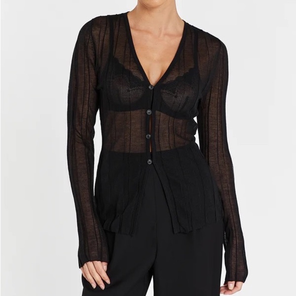 Dissh- NOVA BLACK LONG SLEEVE KNIT TOP - S / BLACK-  NWT